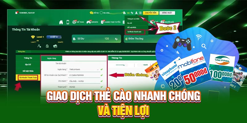 Giao dịch  thẻ cào nhanh chóng và tiện lợi